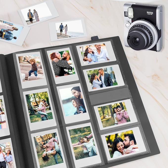 560 Pockets Photo Album for Instax Mini & Polaroid 2x3 Photos, Black | Large Capacity Photo Book, Elastic Band Closure, Safely Holds Your Unique Memories for Secure Storage and Easy Viewing - Image 7