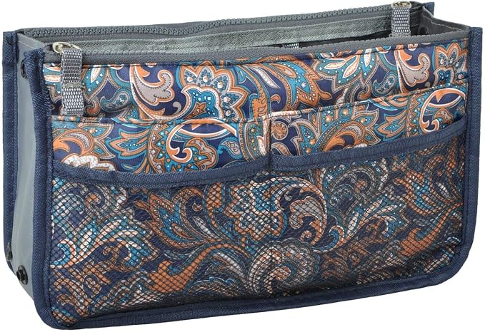 Vercord Purse Organizer Insert for Handbags Bag Organizers Inside Tote Pocketbook Women Nurse Nylon 13 Pockets Splash Wave Medium by Vercord