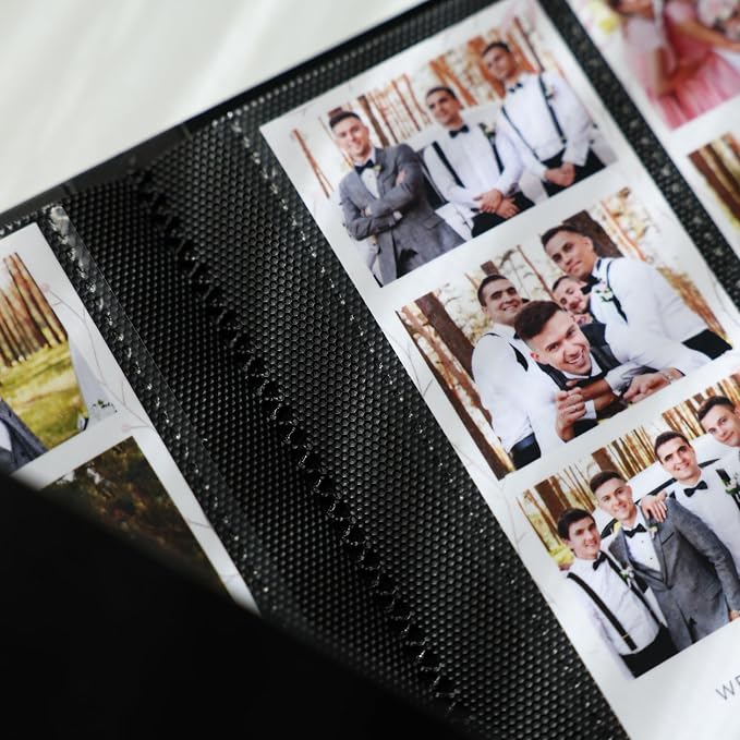 Photo Booth Photo Album - For Wedding or Party- Holds 120 Photobooth 2x6 Photo Strips - Slide In (BLACK ON BLACK) - Image 3