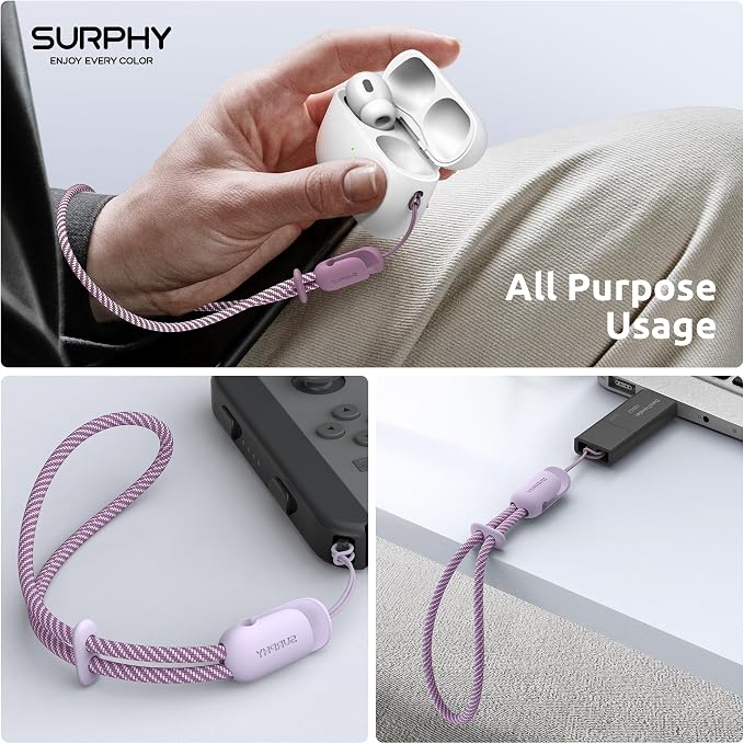 SURPHY 2 Pack Phone Lanyard, Phone Wrist Strap for Case, Camera Wrist Strap | Ultra-Light 2-Color Braided Phone Strap, Cellphone Charm Strap, Anti-Lost Wrist Lanyard for Women and Men,Lilac Lilac Purple - Image 6