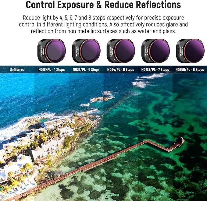 NEEWER Filter Set Compatible with DJI Mini 4 Pro, ND16 ND32 ND64 ND128 ND256 ND512 ND1000 ND16/PL ND32/PL ND64/PL ND128/PL ND256/PL, UV, CPL, LPR, Black Diffusion 1/4 Filter for Mist Cinematic Effect - Image 4