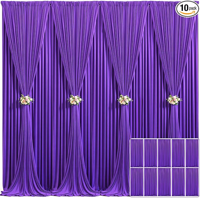 10 Panels Purple Backdrop Curtain for Parties Wedding Wrinkle Free Purple Photo Curtains Backdrop Drapes Fabric Decoration for Birthday Party Photography 50ft(W) x 10ft(H) by Tao-GePartyDecorations