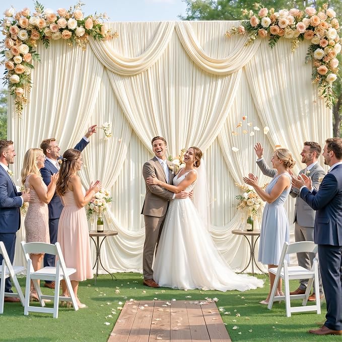 6 Panels Champagne Backdrop Curtain for Parties Wedding Baby Shower Wrinkle Free Photo Curtains Backdrop Drapes Fabric Decoration for Bridal Shower 30ft(W) x 10ft(H) - Image 3