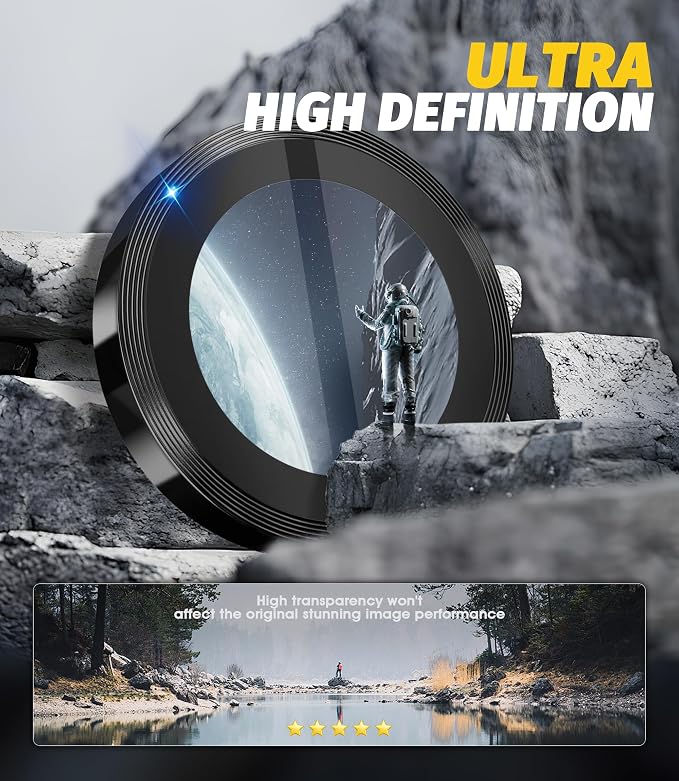 Orzero (2 Sets Camera Lens Protector for Samsung Galaxy Z Fold 8, [EZ Install] [Case-Friendly] 9H Tempered Glass CD Pattern Lens Cover, Military-Grade Shockproof, HD Clarity Anti-Glare - Black - Image 3