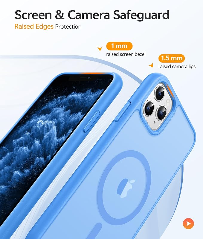 FNTCASE for iPhone 11 Pro Case, Fit for Magsafe, Translucent Matte Back | Magnetic Phone Cases, 14FT Military Grade Drop Protection, Shockproof Bumper, Slim Protective Cover, Ice Blue - Image 4