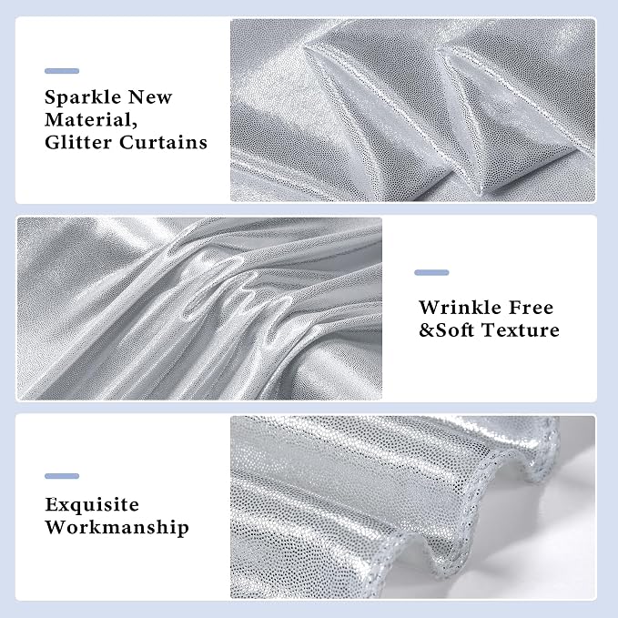 Outpain 10x10ft Silver Sequin Backdrop Curtains -Heavy Duty Gold Photography Backdrops with Non-Shedding Glitter, Wrinkle-Free Stage Drapes for Wedding/Christmas/Studio Shoots (5x10ft 2 Panels) - Image 4