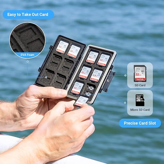 36 Slots Memory Card Case Water-Resistant Anti-Shock Memory Card Wallet for 24 Micro SD SDXC SDHC TF Cards and 12 SD SDXC SDHC Cards | Compact Micro SD Card Holder Wallet for 24 Micro SD SDXC SDHC TF Cards and 12 SD SDXC SDHC Cards, Ergonomic Locking S... - Image 3