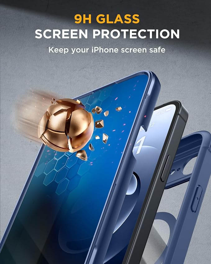 miracase for iPhone 17e & 16e Case with Built-in Private Screen Protector, [Magnetic with MagSafe] Full-Body Phone Cover Military Drop Proof 17 E/ 16 E Bumper 6.1 inch, Blue - Image 4