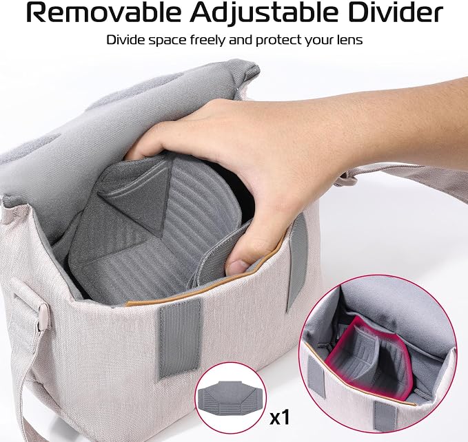 ULANZI 3L Camera Bag, Professional SLR/DSLR Crossbody Bag Shoulder Case | 9.1x4.3x7.1 inch Bag Compatible with Sony Canon Nikon Mirrorless Cameras, Splash-Proof Polyester Lightweight 235g Beige Gray - Image 3