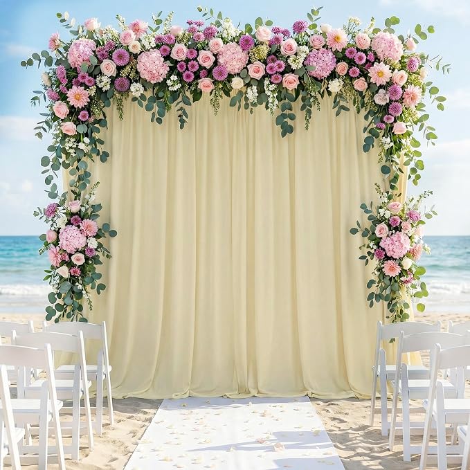 Beige Backdrop Curtain for Wedding Parties Backdrop Drapes 10x8FT | Wrinkle Free Polyester Curtain Backdrop Draping Fabric for Backdrop Photoshoot Birthday Party Background,2 Panel 5x8FT - Image 6