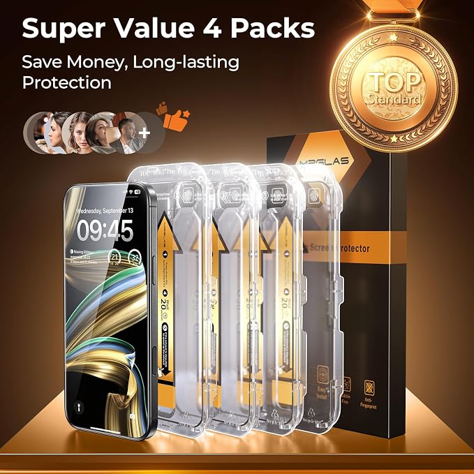 MRGLAS 4-Pack TOP 9H+ Glass for iPhone 16 Pro Privacy Screen Protector | [Auto Alignment Kit] [10X Military Protection, 100% Anti Spy] UNBREAK Tempered Glass 6.3 inch Longest Durable Case-Friendly - Image 9