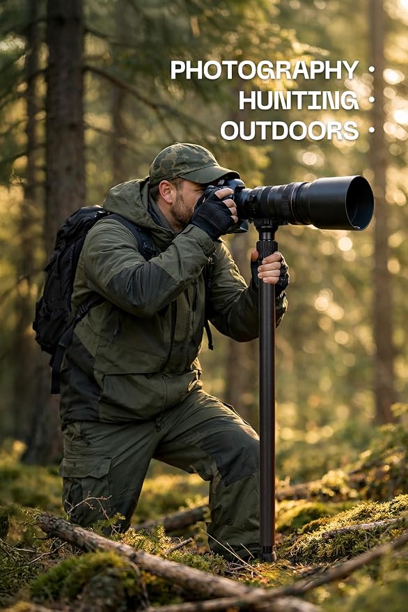 FANAUE 60" Carbon Fiber Hunting Shooting Stick, Adjustable Rifle Monopod with Arca Swiss Quick Release Plate - Image 4