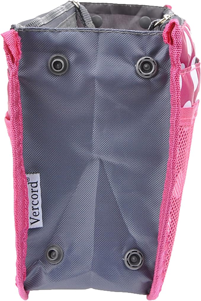 Vercord Purse Organizer Insert for Handbags Bag Organizers Inside Tote Pocketbook Women Nurse Nylon 13 Pockets Rose Dot Large - Image 4