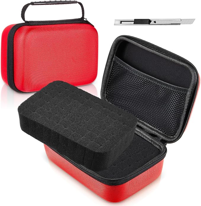 Relaxweex Hard Case with Foam, 13.5 X 9.8 X 5.5 Inch, Red | EVA Waterproof Shockproof Case, Customizable Foam for Camera Electronics Instruments, Digital Products, with Knife by Relaxweex