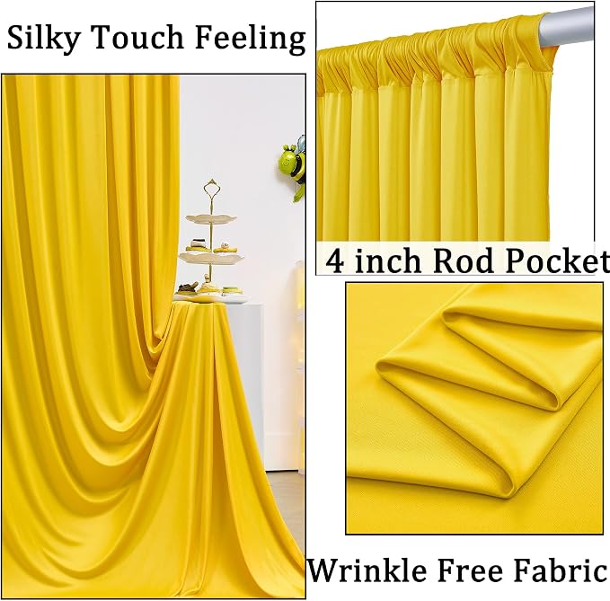20ft x 10ft Wrinkle Free Yellow Backdrop Curtains for Parties, Thick Fabric Lemon Backdrop Drapes for Weddings Bee Sunflower Birthday Background Baby Shower Decorations - Image 2