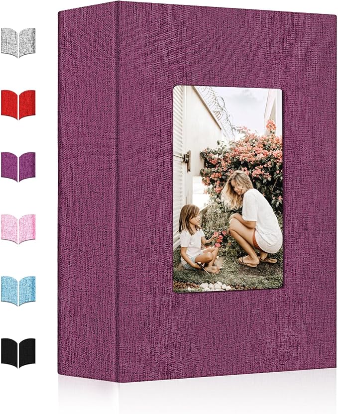 Photo Album 4x6,Linen Cover Slide-in Photo Album Book Can Holds 200 4x6 Photos with 50 Black Sheets for Baby Family Pictures Artwork or Postcards Storage (Purple) - Image 2