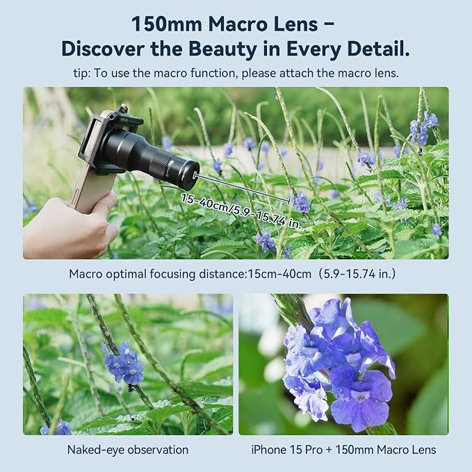 APEXEL 6X Telephoto & 150mm Macro 2-in-1 Lens for iPhone and Android | 6x Zoom + 10x Macro, 10-Glass Optics, Aluminum Build, Universal Clip | for Travel, Nature, and Everyday Creative Shots - Image 5