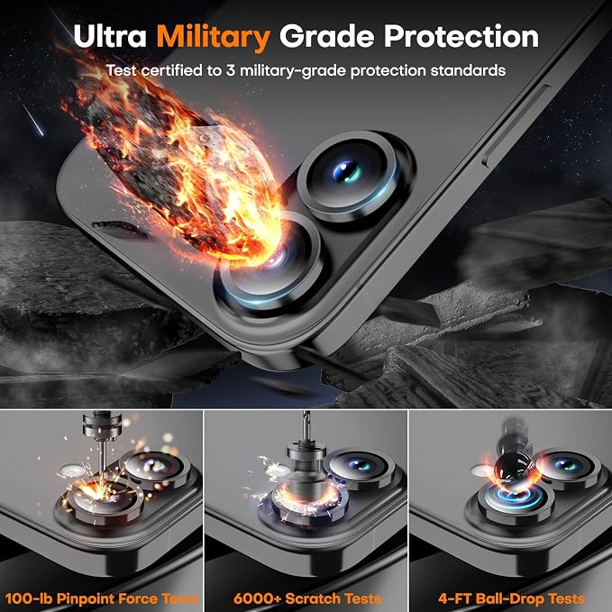 Camera Lens Protector for iPhone 17/16/16 Plus- Black | 9H Tempered Glass, Metal Individual Camera Cover, Accessories, Anti-drop, Case Friendly, HD Clear, Anti-Scratch - Image 6