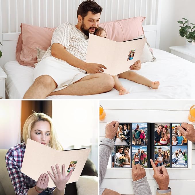Aevdor 3.5x5 Photo Album, Holds 256 Photos, Linen Cover, Beige | Vertical 3.5x5 Clear Pockets, Front Display Window, Baby, Travel, Family & Anniversary Memories - Image 8