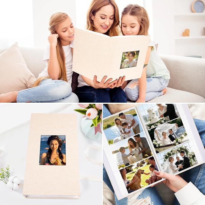 Aevdor 2 Pack 4x6 Photo Albums, Holds 600 Photos, Linen Cover, Beige | Linen Hardcover, Slip-In Pockets, Acid-Free & PVC-Free, Store Wedding Baby Vacation Memories - Image 6