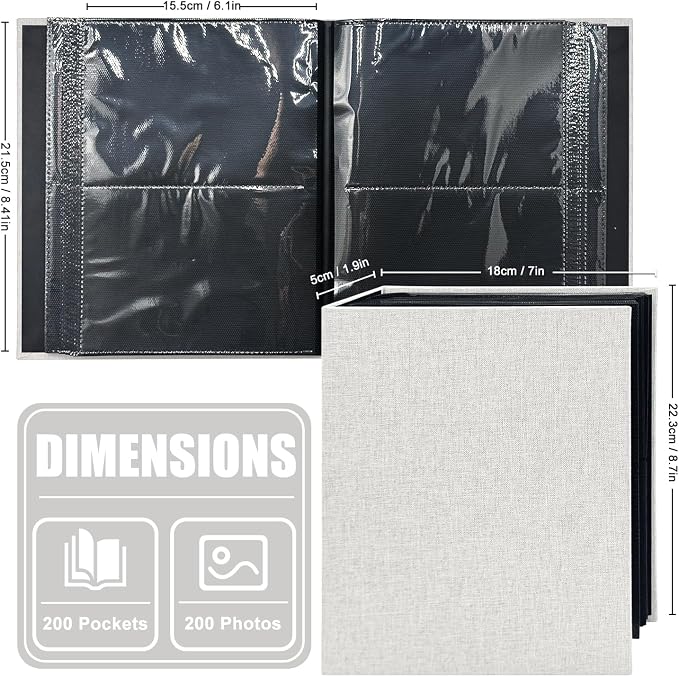 Photo Album 4x6 200 Pockets for Wedding Gifts,Linen Hardcover Picture Albums for Family Anniversary Baby Vacation Pictures - Image 2