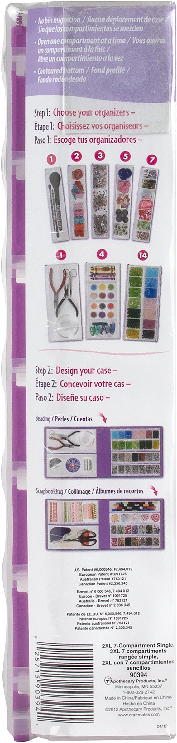 Craft Mates Bead Organizer, 7 Locking Compartments, Plastic Storage (2XL) | Clear Plastic Storage for Buttons, Pins, Jewelry, Diamond Art & Craft Supplies, Large Portable Organizer for Crafters - Image 4