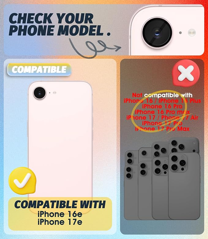 (3 Pack) Orzero Camera Lens Protector for iPhone 17e / iPhone 16e, [EZ Install] [Case-Friendly] 9H Tempered Glass Lens Cover Accessories, Military-Grade Shockproof, HD Clarity Anti-Glare - Transparent - Image 2