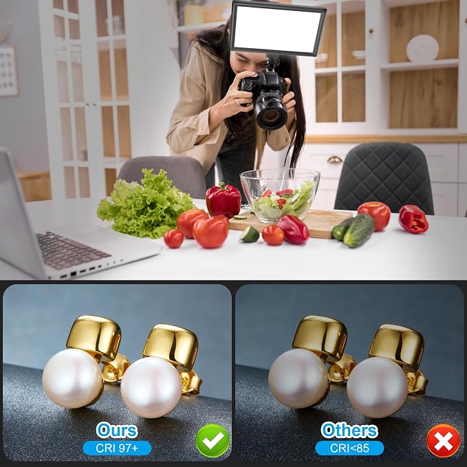 15W LED Video Lighting Kit, 9" Camera Light with 5000mAh Battery | 3000-6500K CRI 97+ Dimmable Bi-Color Soft Photo Light for Studio & Outdoor Photography Vlog Video Conference Live Streaming - Image 5