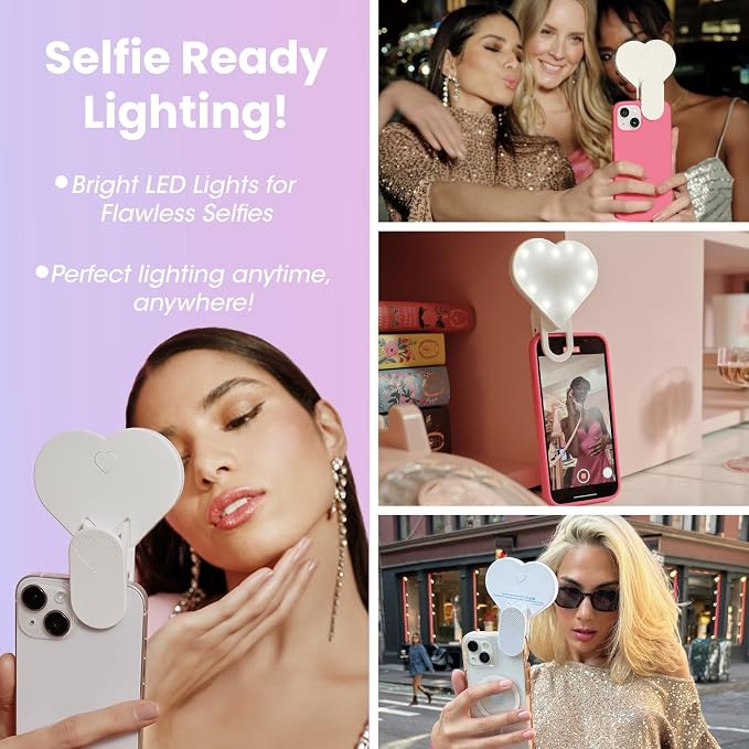 Riki Sweetheart Clip-On LED Makeup Mirror and Selfie Light, Rechargeable with Long-Lasting Battery, CRI 95+ for Phone, Laptop, and iPad, Film for TikTok, Instagram (Hot Pink) - Image 3