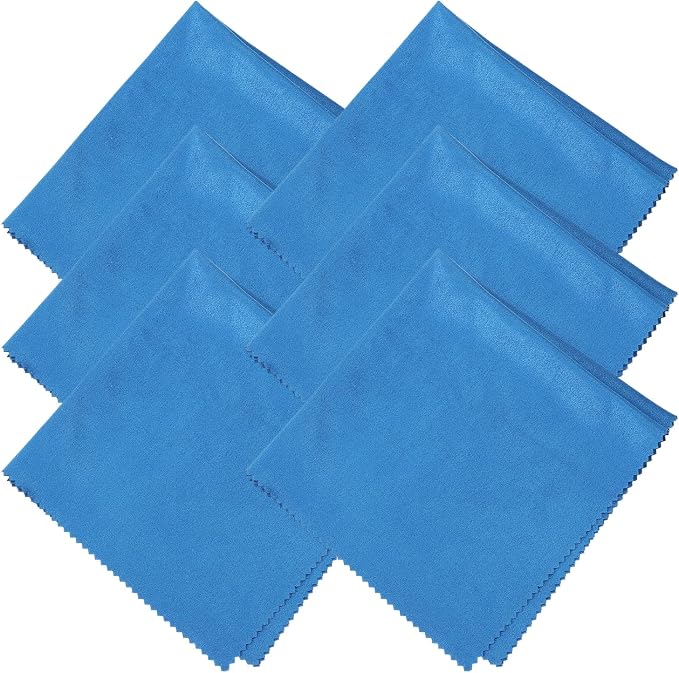uxcell 6 Pcs Microfiber Cleaning Cloth for Glasses, 8 x 8 Inch Eyeglass Cleaning Cloth, Glasses Cleaner Wipes for Electronics Lenses Screens Cameras Cell Phones, Sapphire Blue by uxcell