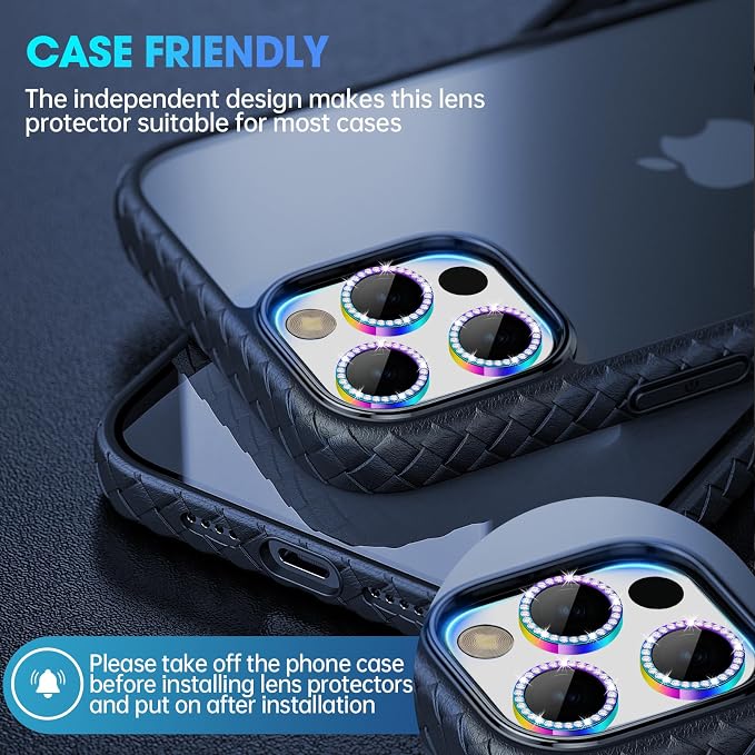 for iPhone 15 Pro/15 Pro Max Camera Lens Protector Diamond, Colorful | Individual Metal, 9H Hardness, Scratch Resistant, Shockproof, Drop Protection, Case Friendly, Stylish Accessories - Image 5