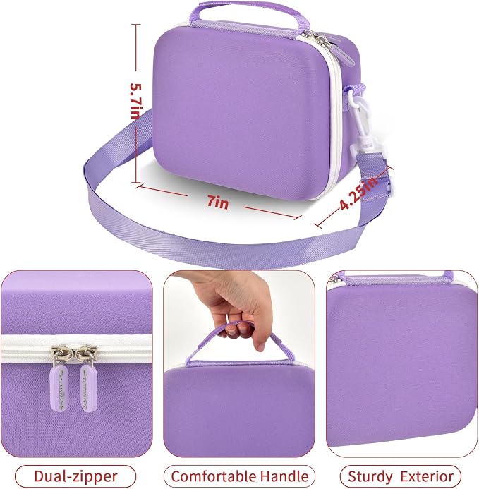 casmilee Camera Case for Sony Alpha ZV-E10 Alpha a6400/ a6700/ a6100/ a6000/ a6600/ a6500 Mirrorless Digital Camera, Hard Travel Bag with a Shoulder Strap for Lens & Accessories (Purple, Medium) - Image 6