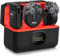 Pyle Wireless Lavalier Microphone System | Noise-Canceling Clip-On Lapel Mic with Magnetic Mount, 7H Battery, 360° Omnidirectional Audio, Charging Case | DSLR, iOS & Android for Vlogging, Podcasting by PyleUSA