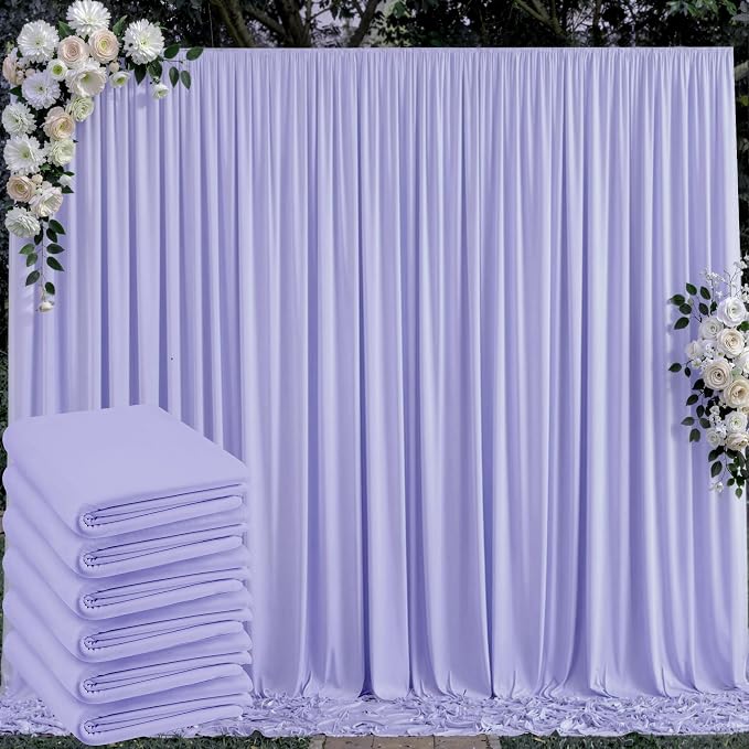 30 ft x 10 ft Wrinkle Free Lavender Backdrop Curtain for Parties, Polyester Light Purple Photo Backdrop Drapes 6 Panels 5x10ft for Baby Shower Photoshoot Wedding Birthday Party Photography Curtains by Outpain