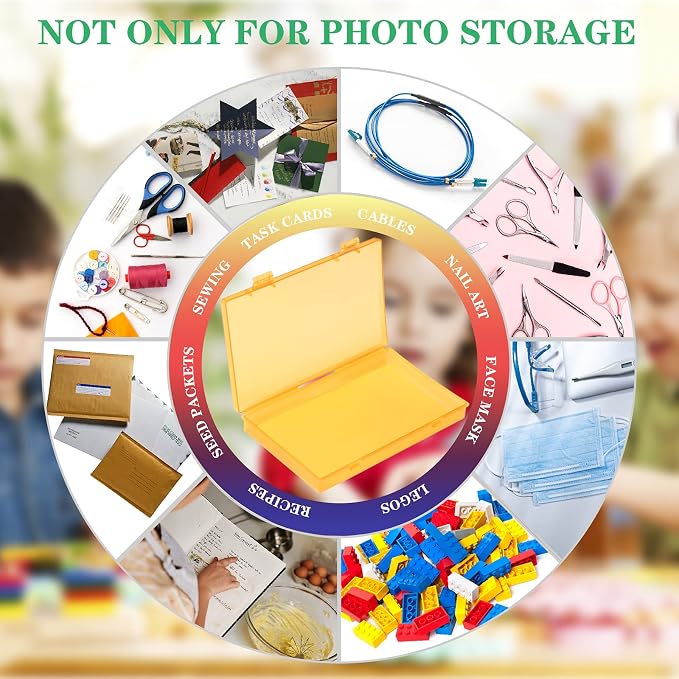 Photo Storage Box 4x6, 18 Inner Photo Case Large Photo Organizer Acid-Free Photo Box Storage Photo Keeper Photo Storage Case, Plastic Craft Storage Box for Photo Stickers Stamps Seeds (9 Colors) - Image 2