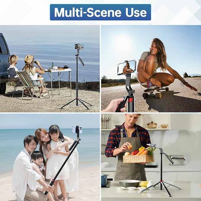 ULANZI MA09 Phone Tripod, 71" Selfie Stick for Luna Gopro Pocket4 Action | Cell Phone Tripod Stand w rechargeable remote, Handheld Shooting, 360° Rotating, 1/4'' Screw for Selfie Video, iPhone Android - Image 7