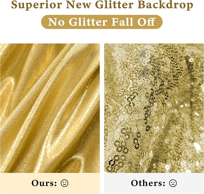 Outpain 10x10ft Gold Sequin Backdrop Curtains, Wrinkle Free Glitter Backdrop Drapes for Wedding Parties Photography Stage Decor, Non-Shedding 2 Panels Set (5x10ft Each) - Image 2