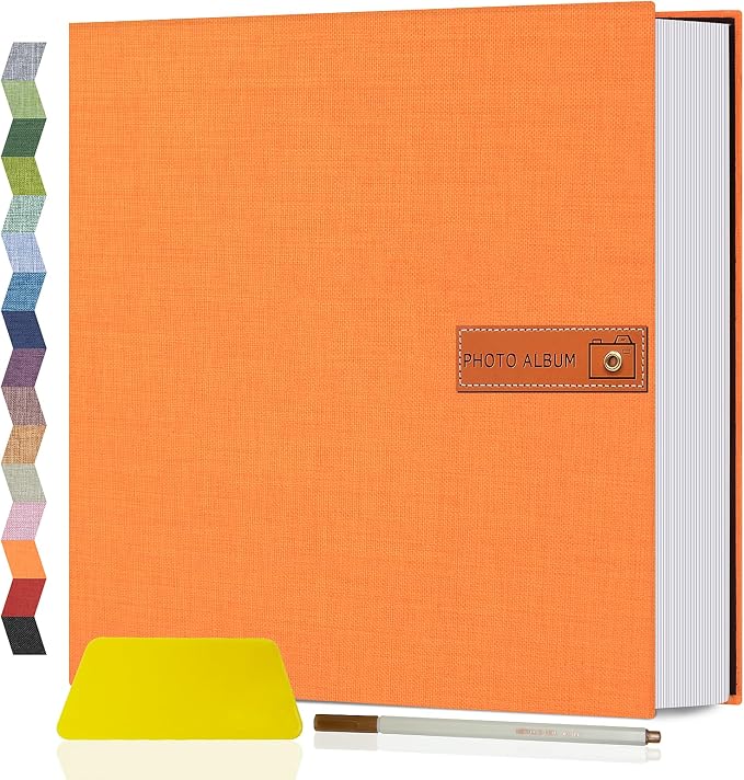 Popotop Large Photo Album Self Adhesive 4x6 5x7 8x10 Scrapbook Album DIY Picture Book,Gifts for Mom,Family Baby and Wedding,with Metal Pen and Plastic Board by Popotop