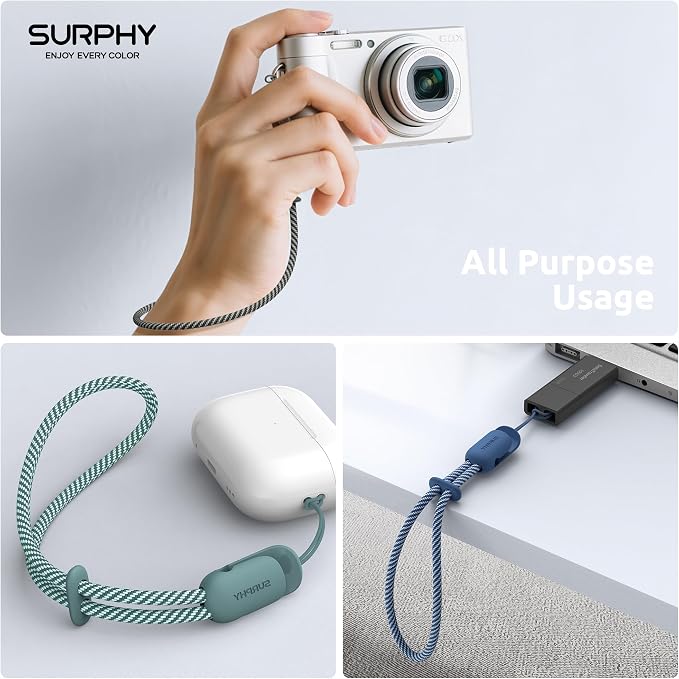 SURPHY 3 Pack Phone Wrist Strap, Phone Lanyard with Cellphone Tether Tab | Phone Strap Charm, Camera Wrist Strap with 2-Color Braided, Phone Wristlet, Wrist Lanyard for Case - Image 7