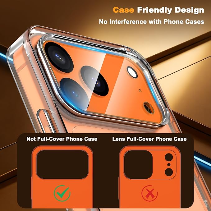 YWXTW 4 Pack Camera Lens Protector Compatible with iPhone 17 Pro Max (6.9 Inch), Full Coverage Tempered Glass Camera Lens Cover, [Night Shooting Mode] 0 Bubbles Case Friendly, High Definition - Image 6