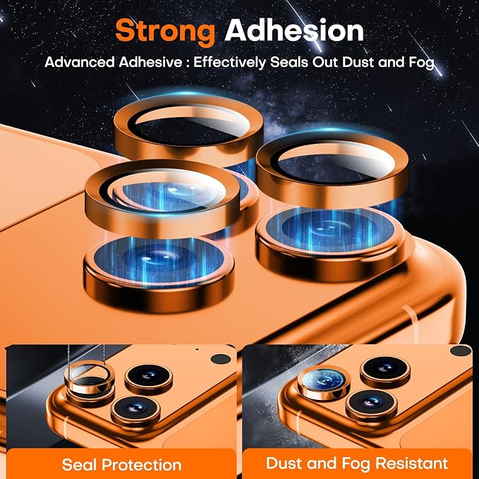 Camera Lens Protector for iPhone 17 Pro Max/17 Pro- Cosmic Orange | 9H Tempered Glass, Metal Individual Camera Cover, Accessories, Anti-drop, Case Friendly, HD Clear, Anti-Scratch - Image 2
