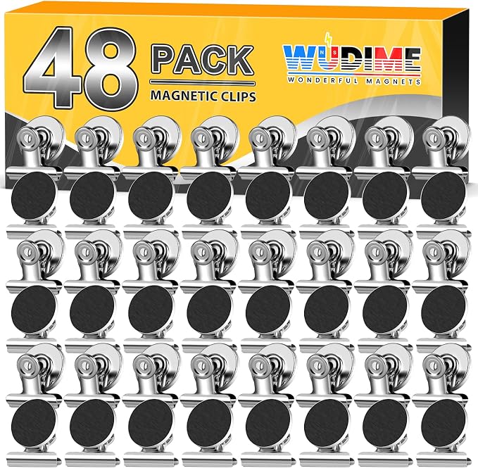 48 Pack Refrigerator Magnets Fridge Magnets, Strong Magnetic Clips, Magnet Clips Heavy Duty, Clip Magnets for Photo Displays, Whiteboard Magnets for Home, Office, Classroom by WUDIME