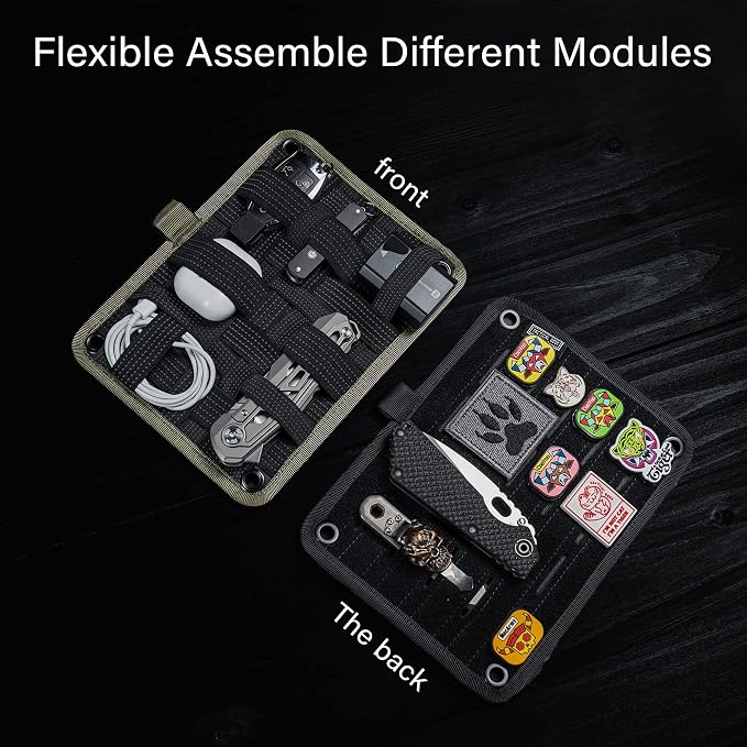 TACTICAL_GEEK EDC Organizer Board, Anti-Slip Elastic Woven Board, Utility Bag Insert Panel for Small Gear, Backpack Accessories (TCM-Green) - Image 4