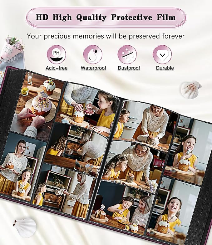 Ejblfe Photo Album 4x6,Linen Cover Slide-in Photo Album Book Can Holds 1000 4x6 Photos with 100 Black Sheets for Family,Wedding,Baby and Holiday Pictures (Dark purple) - Image 4