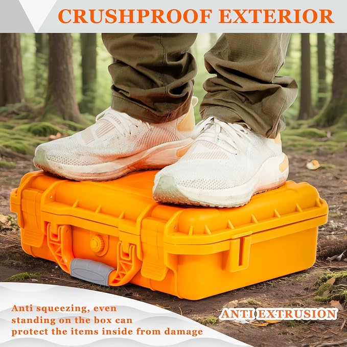 Relaxweex 1 Pcs Waterproof Hard Case with DIY Customizable Foam Insert Portable Protective Case with Knife for Camera Drones Equipments Tools Test Instruments(Orange,8.5 x 6.5 x 3.7 Inch) - Image 6