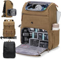 RAINSMORE Camera Backpack, DSLR SLR Mirrorless Camera Bag for Photographer | 15.6 Inch Vintage Canvas Camera Case with Laptop Compartment & Tripod Holder & Rain Cover for Sony Canon Nikon Fujifilm Khaki by RAINSMORE