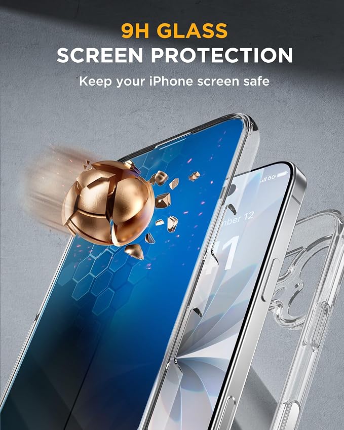 Miracase for iPhone 17 Case with Privacy Screen Protector, Clear | Compatible with MagSafe, 360° Full Body Protection, Full Camera Protection, Military-Grade Shockproof Phone Case 6.3" - Image 4