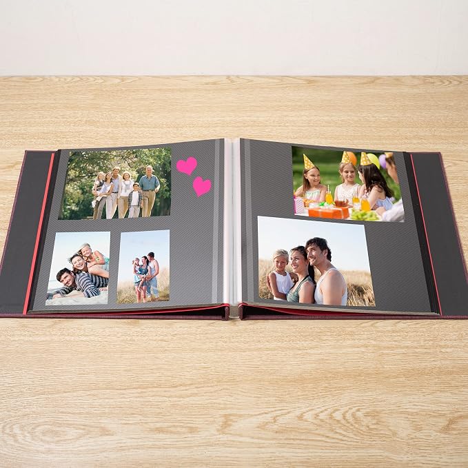 Large Photo Album Self Adhesive 4x6 8x10 10x12 13"x12.6" Scrapbook Album 12.6"x11" Inch 60 Black Sticky Pages Linen Cover Magnetic Photo Album with A Metallic Pen and DIY Stickers(Purple) - Image 3