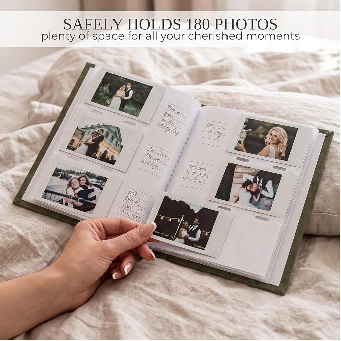 Beautiful Polaroid Photo Album for Instax Mini - Velvet Cover, 60 Pages | Holds Your Polaroid Pictures - Ideal Wedding Guest Book and Keepsake with Secure Elastic Band to Preserve Precious Memories - Image 5