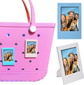 2 in 1 Picture Frame for Bogg Bag Accessories, 2x3 Photo Frame for Fujifilm Instax 3-Inch Film, Custom Frame Charms for Beach Tote Bag(1Piece Blue, 1Piece White) by HYTYQDAFA